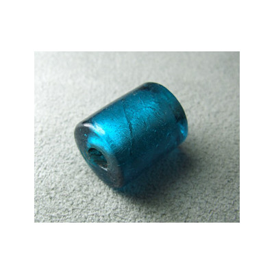 Perle en pâte de verre cylindre approx. 15x12mm - Teal (x1)