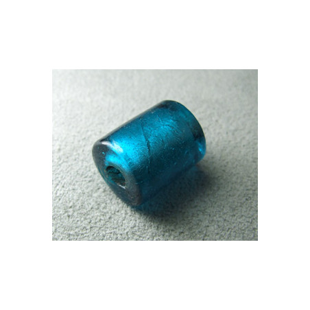 Perle en pâte de verre cylindre approx. 15x12mm - Teal (x1)