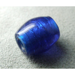 Perle en pâte de verre tonneau approx. 15x12mm - Cobalt (x1)