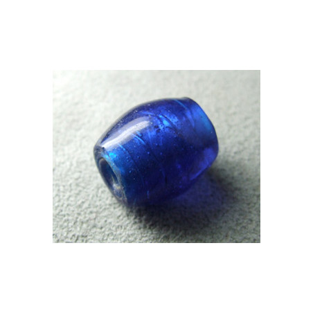 Perle en pâte de verre tonneau approx. 15x12mm - Cobalt (x1)