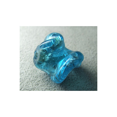 Perle en pâte de verre spirale approx. 20mm - Aquamarine (x1)