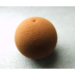 Perle synthétique boule 20mm velours fauve (x1)