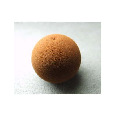 Perle synthétique boule 20mm velours fauve (x1)