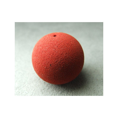 Perle synthétique boule 20mm velours brique (x1)