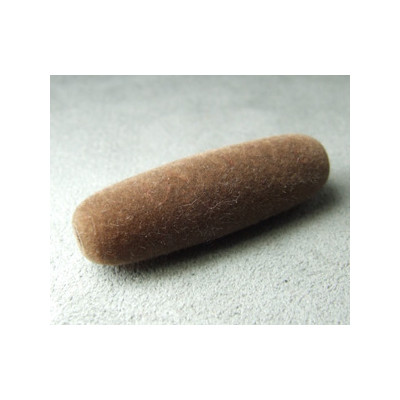Perle synthétique boudin 40x12mm velours brun (x1)