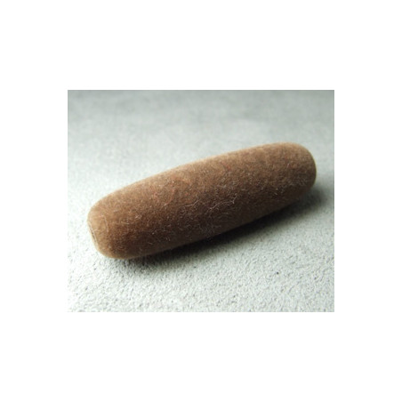 Perle synthétique boudin 40x12mm velours brun (x1)