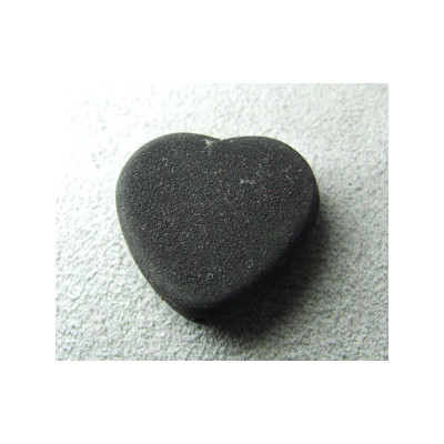 Perle synthétique coeur plat 22mm velours noir (x1)