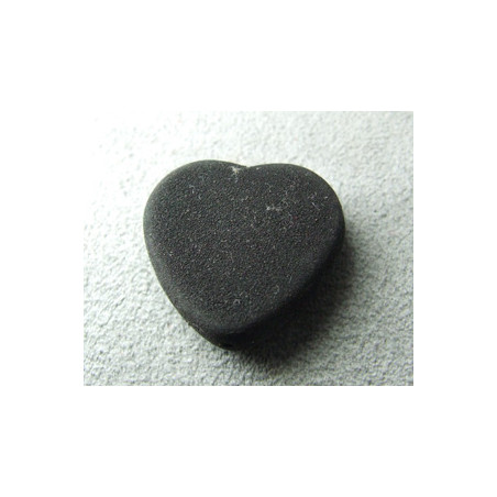 Perle synthétique coeur plat 22mm velours noir (x1)