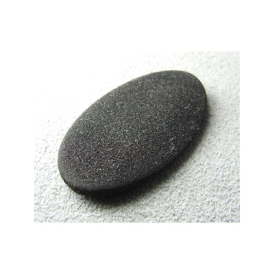 Perle synthétique ovale plat 33x20mm velours noir (x1)