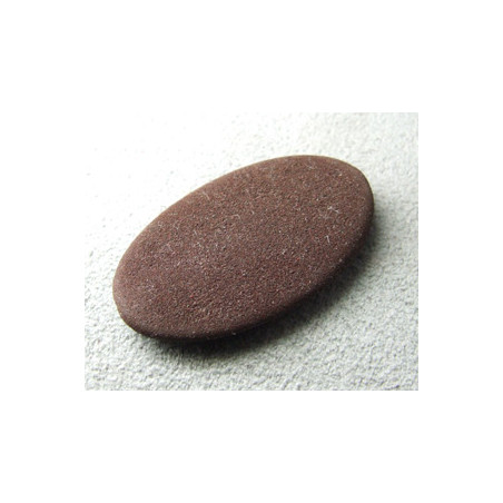 Perle synthétique ovale plat 33x20mm velours chocolat (x1)
