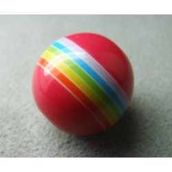 Perle synthétique boule 18mm Rouge rayée couleurs (x1)