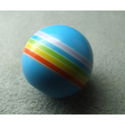 Perle synthétique boule 18mm Bleue rayée couleurs (x1)