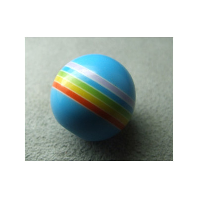 Perle synthétique boule 18mm Bleue rayée couleurs (x1)