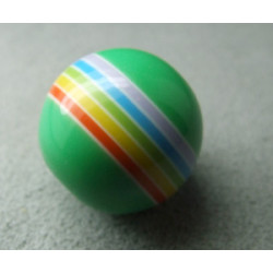 Perle synthétique boule 18mm Verte rayée couleurs (x1)