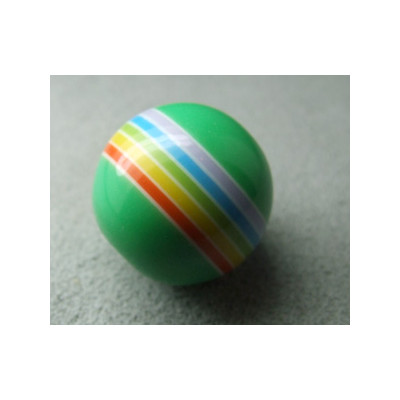 Perle synthétique boule 18mm Verte rayée couleurs (x1)