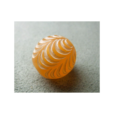 Perle synthétique boule gravée 16mm Mandarine (x1)
