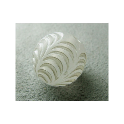 Perle synthétique boule gravée 16mm Blanc (x1)
