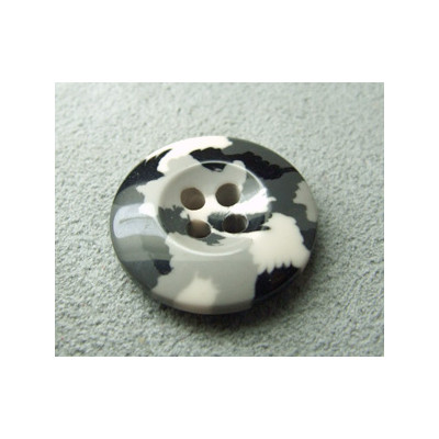 Perle synthétique bouton 20mm Camoufflage gris (x1)