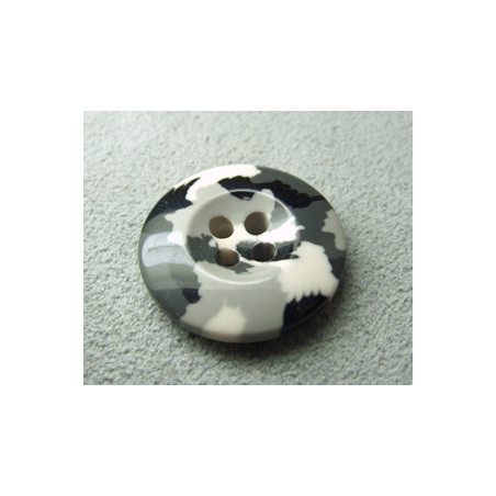 Perle synthétique bouton 20mm Camoufflage gris (x1)
