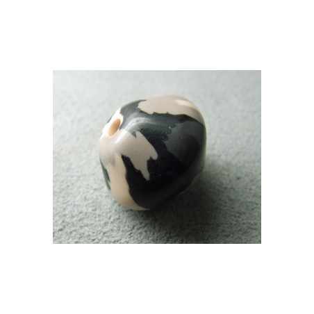 Perle synthétique toupie 20x16mm Camoufflage gris (x1)