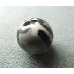 Perle synthétique boule 15mm Camoufflage gris (x1)