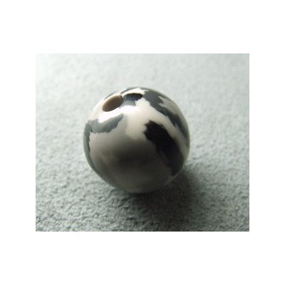 Perle synthétique boule 15mm Camoufflage gris (x1)