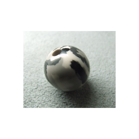 Perle synthétique boule 15mm Camoufflage gris (x1)