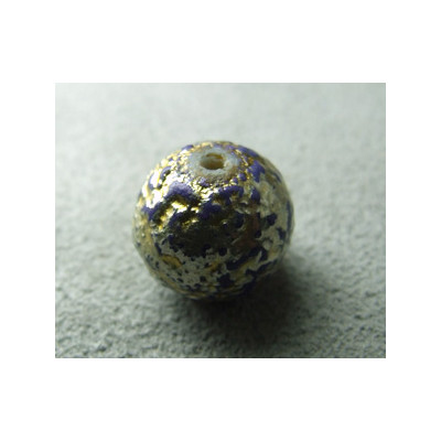 Perle synthétique boule 12mm - Mauve/Or (x1)