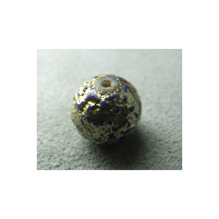 Perle synthétique boule 12mm - Mauve/Or (x1)