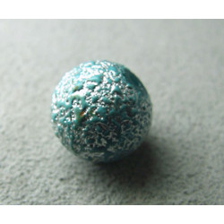 Perle synthétique boule 12mm - Aqua/Or (x1)