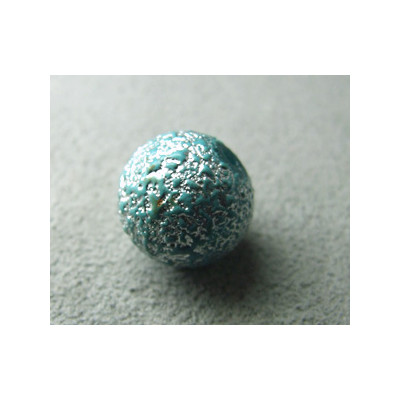 Perle synthétique boule 12mm - Aqua/Or (x1)