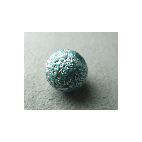 Perle synthétique boule 12mm - Aqua/Or (x1)