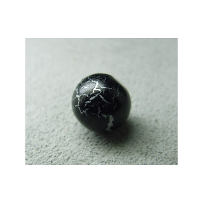 Perle synthétique boule 9mm - Noir/Argent (x10)