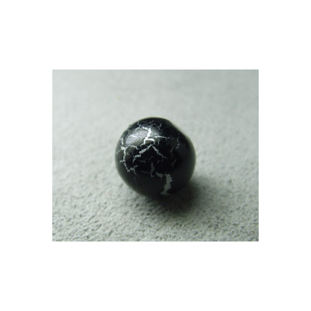 Perle synthétique boule 9mm - Noir/Argent (x10)
