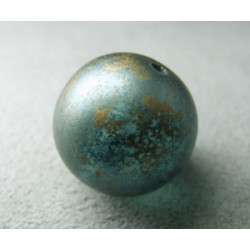 Perle synthétique boule 18mm - Teal transparent marbré doré (x1)