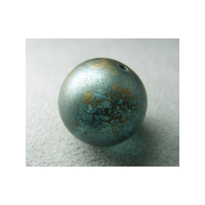 Perle synthétique boule 18mm - Teal transparent marbré doré (x1)