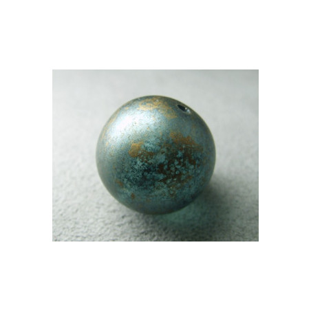 Perle synthétique boule 18mm - Teal transparent marbré doré (x1)