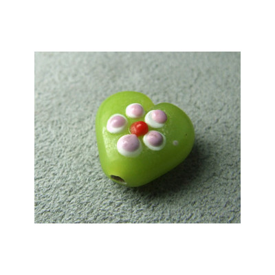 Perle à la lampe coeur 15mm - Anis (x1)