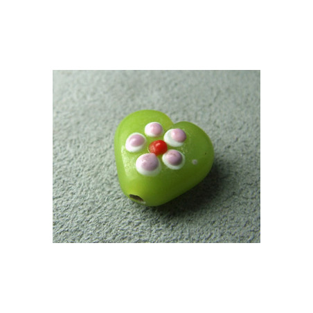 Perle à la lampe coeur 15mm - Anis (x1)
