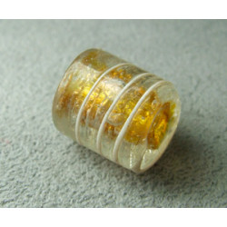 Perle à la lampe cylindre 12mm - Cristal ligné Doré (x1)