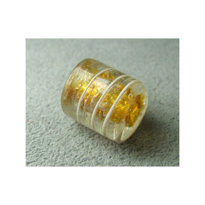 Perle à la lampe cylindre 12mm - Cristal ligné Doré (x1)