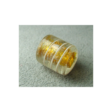 Perle à la lampe cylindre 12mm - Cristal ligné Doré (x1)