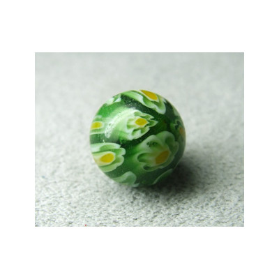 Perle en verre Millefiori 11mm Vert (x1)