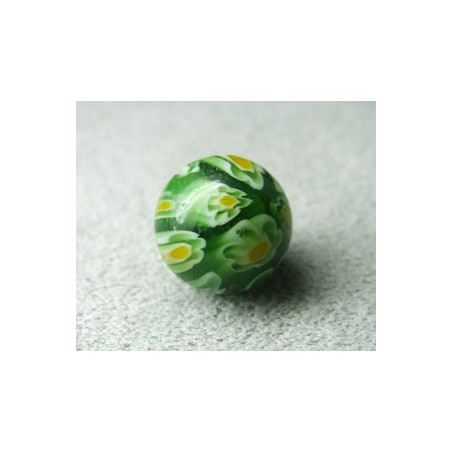 Perle en verre Millefiori 11mm Vert (x1)