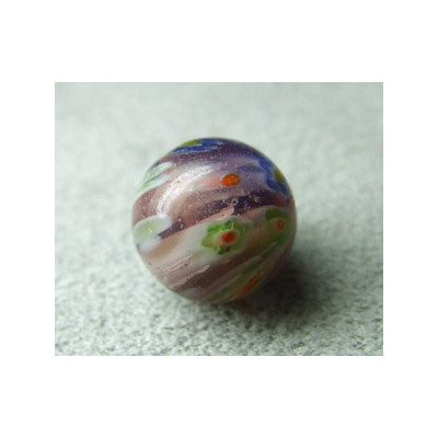 Perle en verre Millefiori 11mm Amethyst (x1)