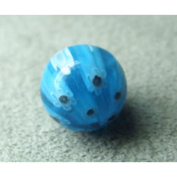 Perle en verre Millefiori 11mm Bleu (x1)