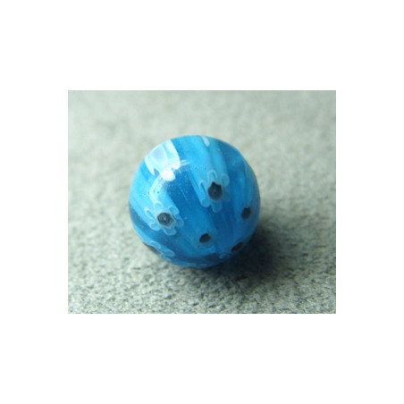 Perle en verre Millefiori 11mm Bleu (x1)