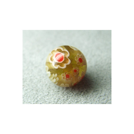 Perle en verre Millefiori 11mm Lime (x1)