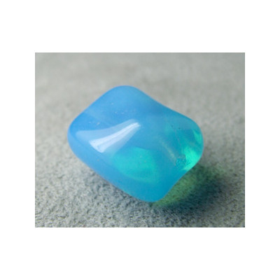 Perle en verre de Bohême Coussin 18x13mm Aquamarine (x1)