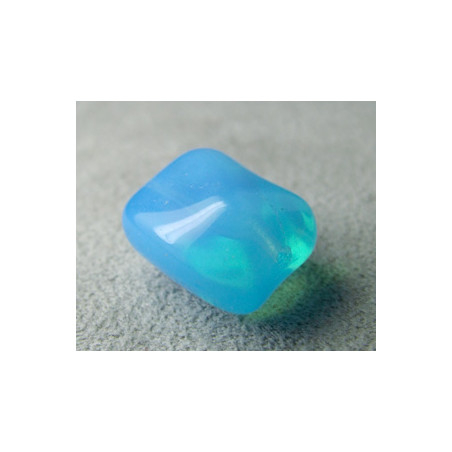 Perle en verre de Bohême Coussin 18x13mm Aquamarine (x1)